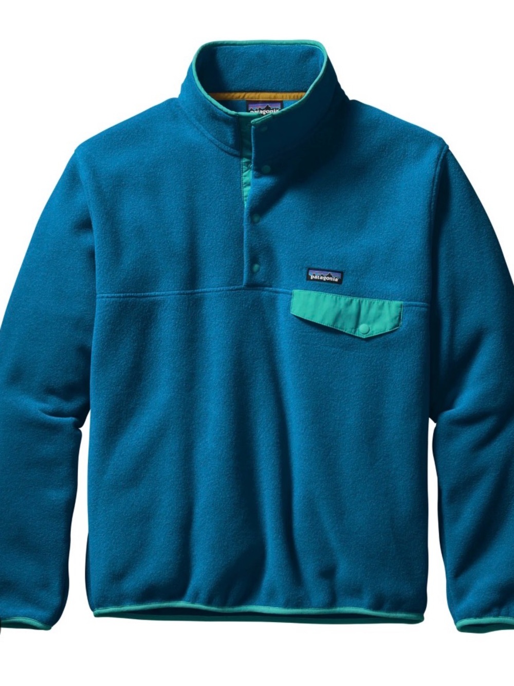 Patagonia Teal Fleece Snap-Pullover with Mint Chest Pocket